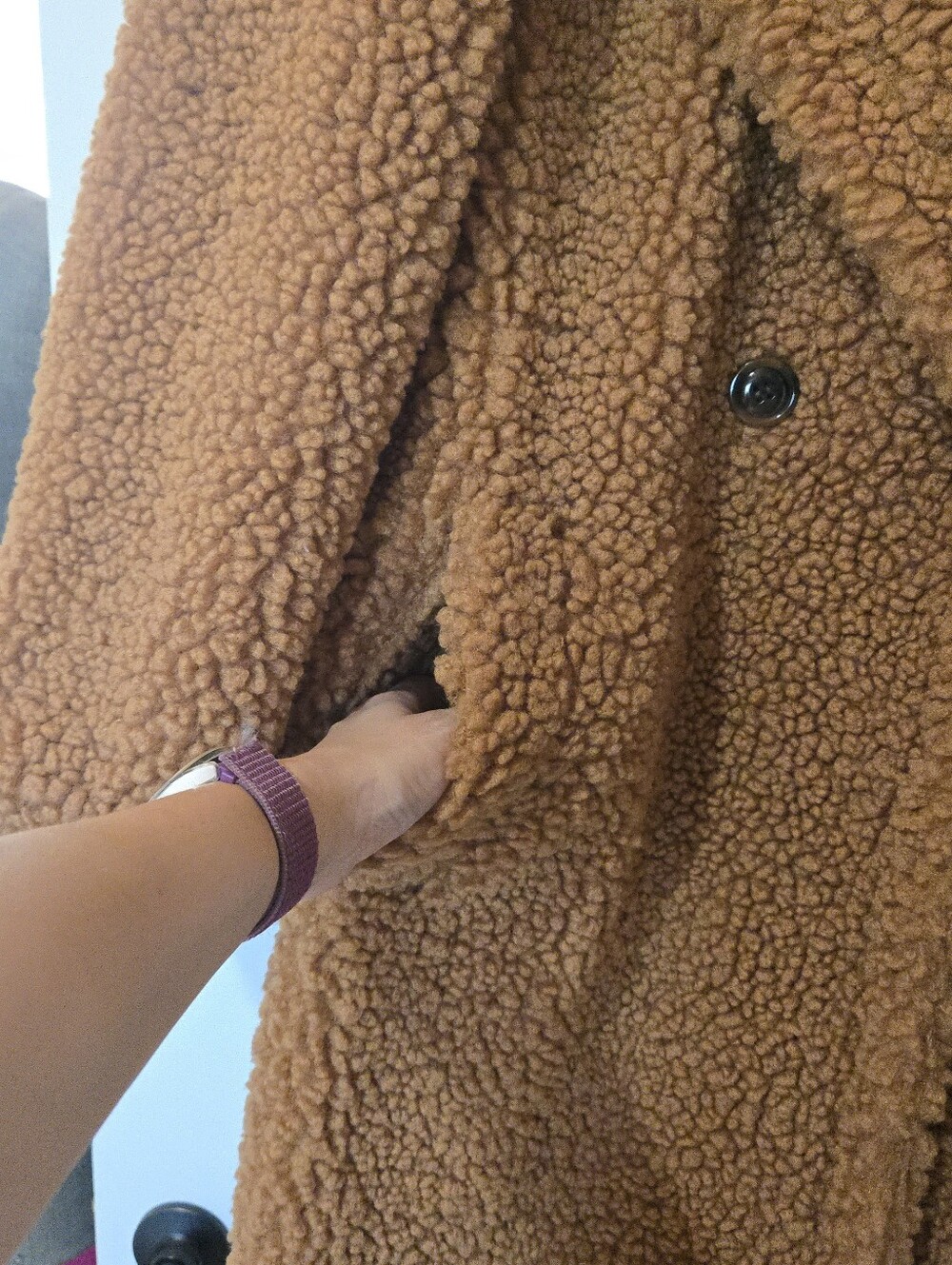 UGG Brown Gertrude Long Teddy Coat, SIZE M - Picture 9 of 16
